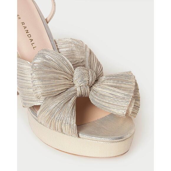 Loeffler Randall Natalia Pleated Platform Sandals Platinum - 7 - Picture 4 of 6